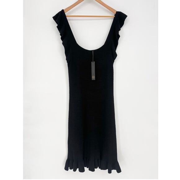 House of Harlow 1960 NWT Black Crochet Ruffle Midi Dress Size M - Picture 1 of 7